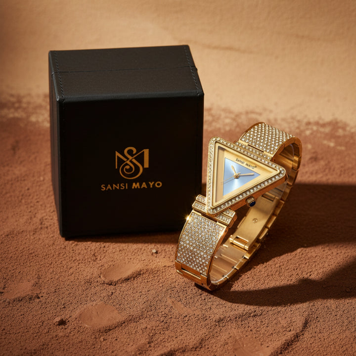 Dina Gold Sky Blue Quartz Watch