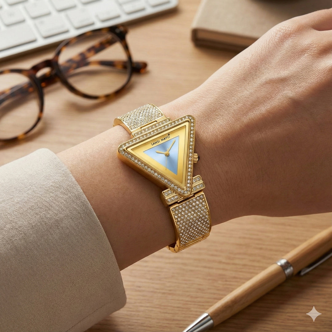 Dina Gold Sky Blue Quartz Watch