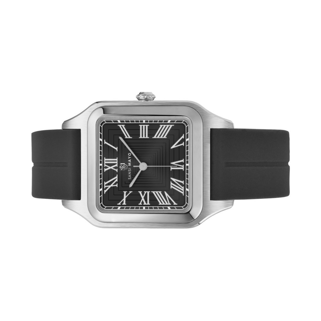 Charcoal Black Square Magnetic Analog
