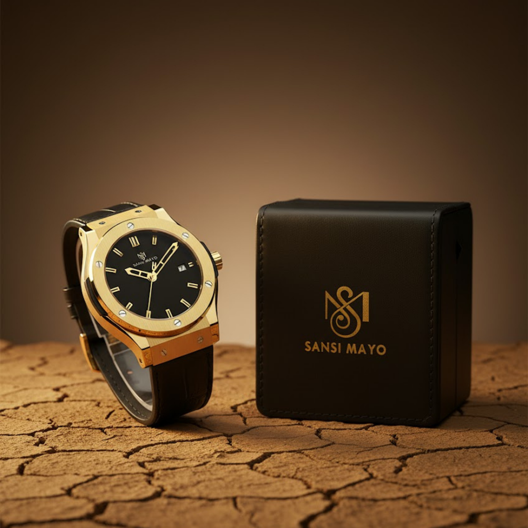 Onyx Black Leather Analog