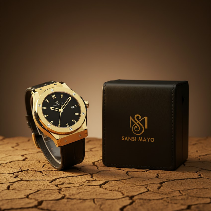 Onyx Black Leather Analog