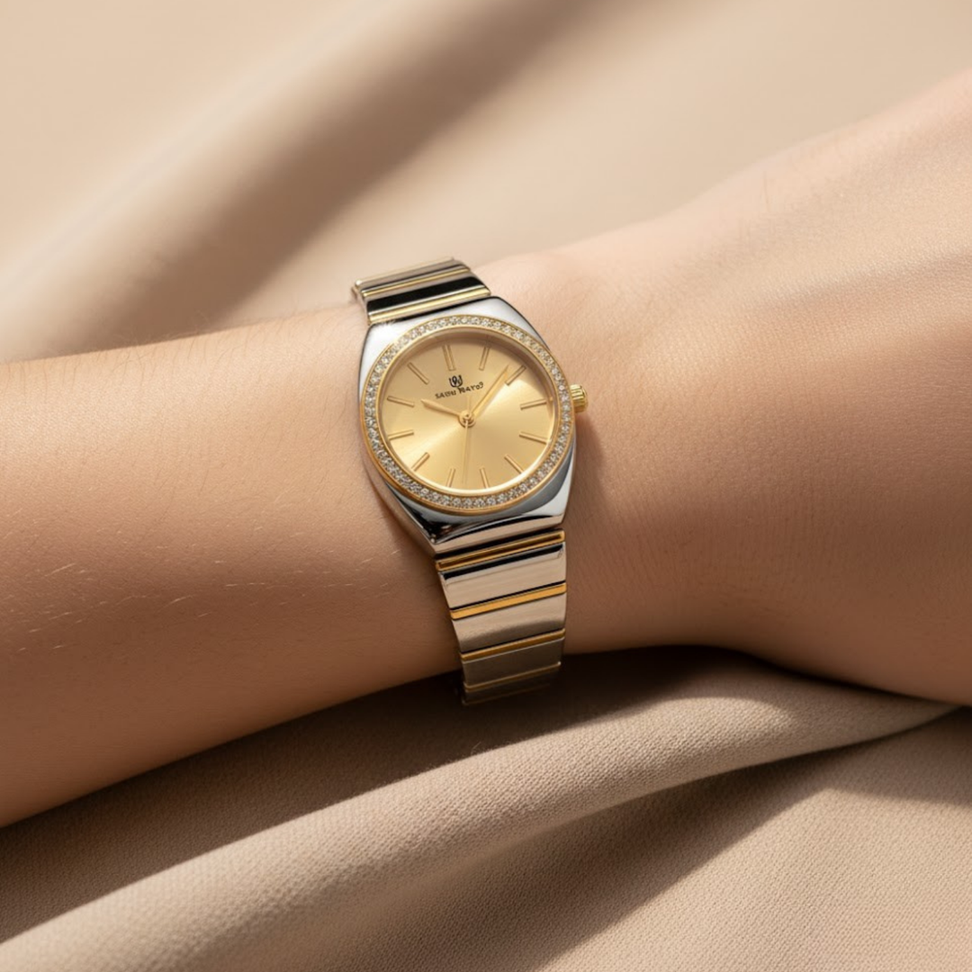 Gold Dial Two Tone silver Gold Watch — Egyptian Stone Edition