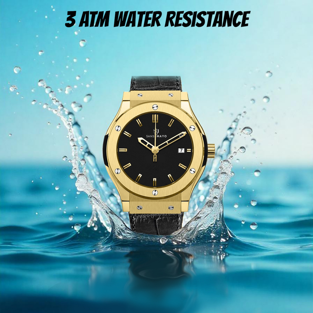 Onyx Black Leather Analog