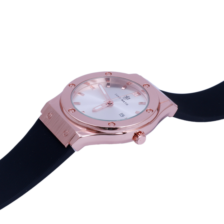 Gold & White Wrist Watch