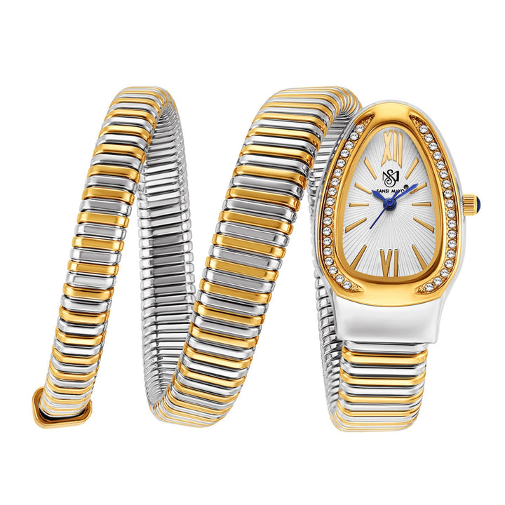 Sansi Mayo Cobra Watch — Two Tone Silver Gold (White Dial)