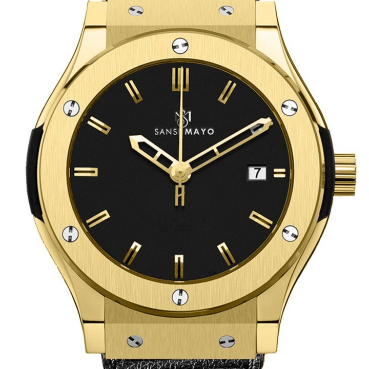 Onyx Black Leather Analog