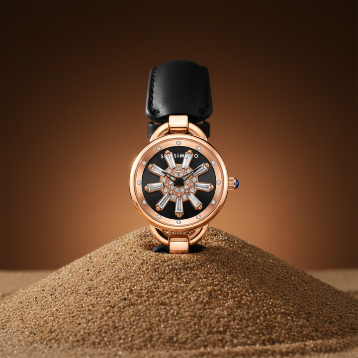 Aurora Black Rose Gold Quartz Watch