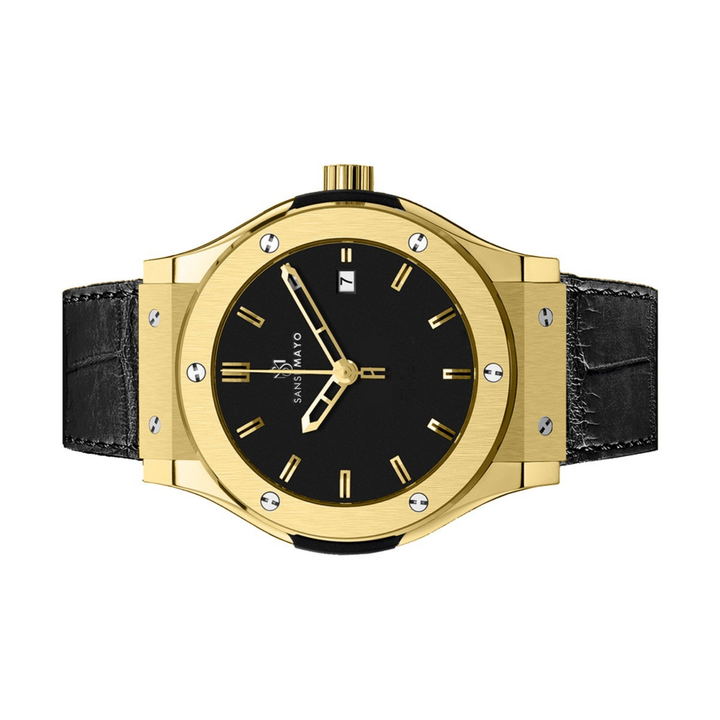 Onyx Black Leather Analog