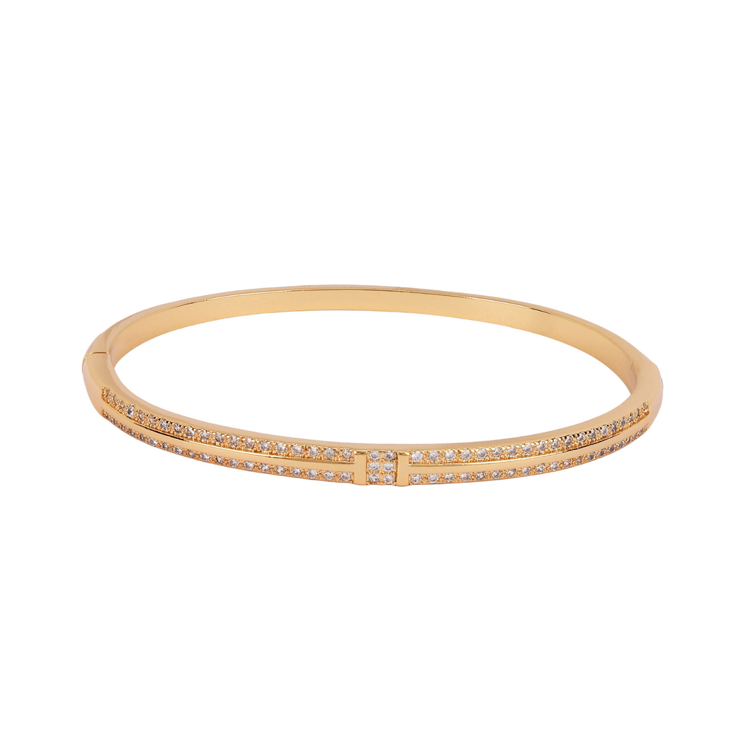 Sansi Mayo Women’s Watch, Bangle & Ring Gift Set — Two Tone Silver Gold with Gold Dial & Crystal Egyptian Stone