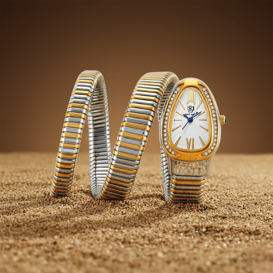 Sansi Mayo Cobra Watch — Two Tone Silver Gold (White Dial)