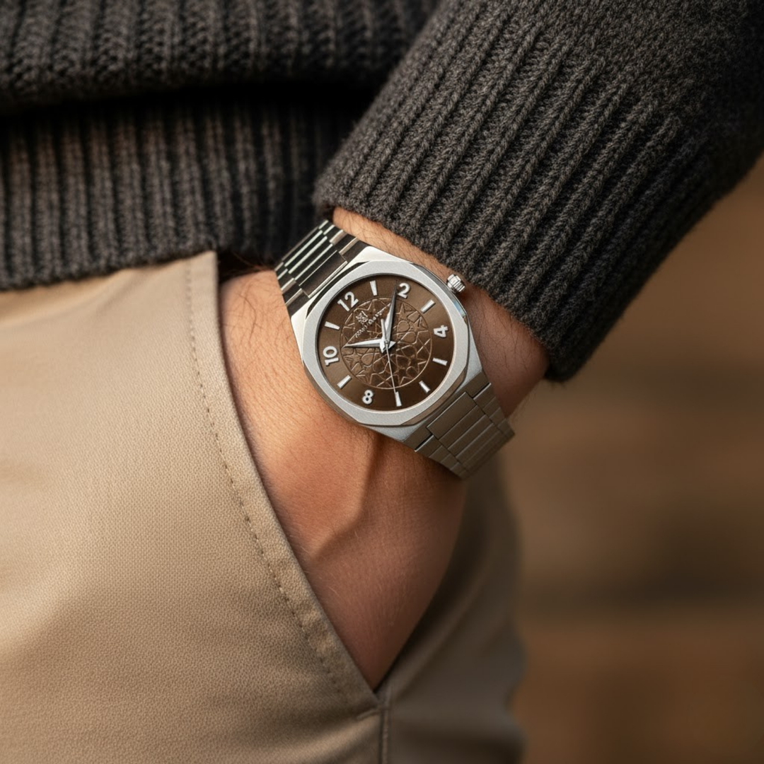 Silver Brown Wrist Watch