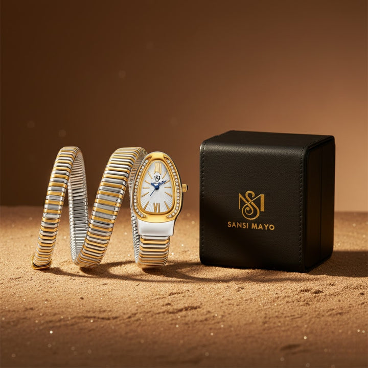 Sansi Mayo Cobra Watch — Two Tone Silver Gold (White Dial)