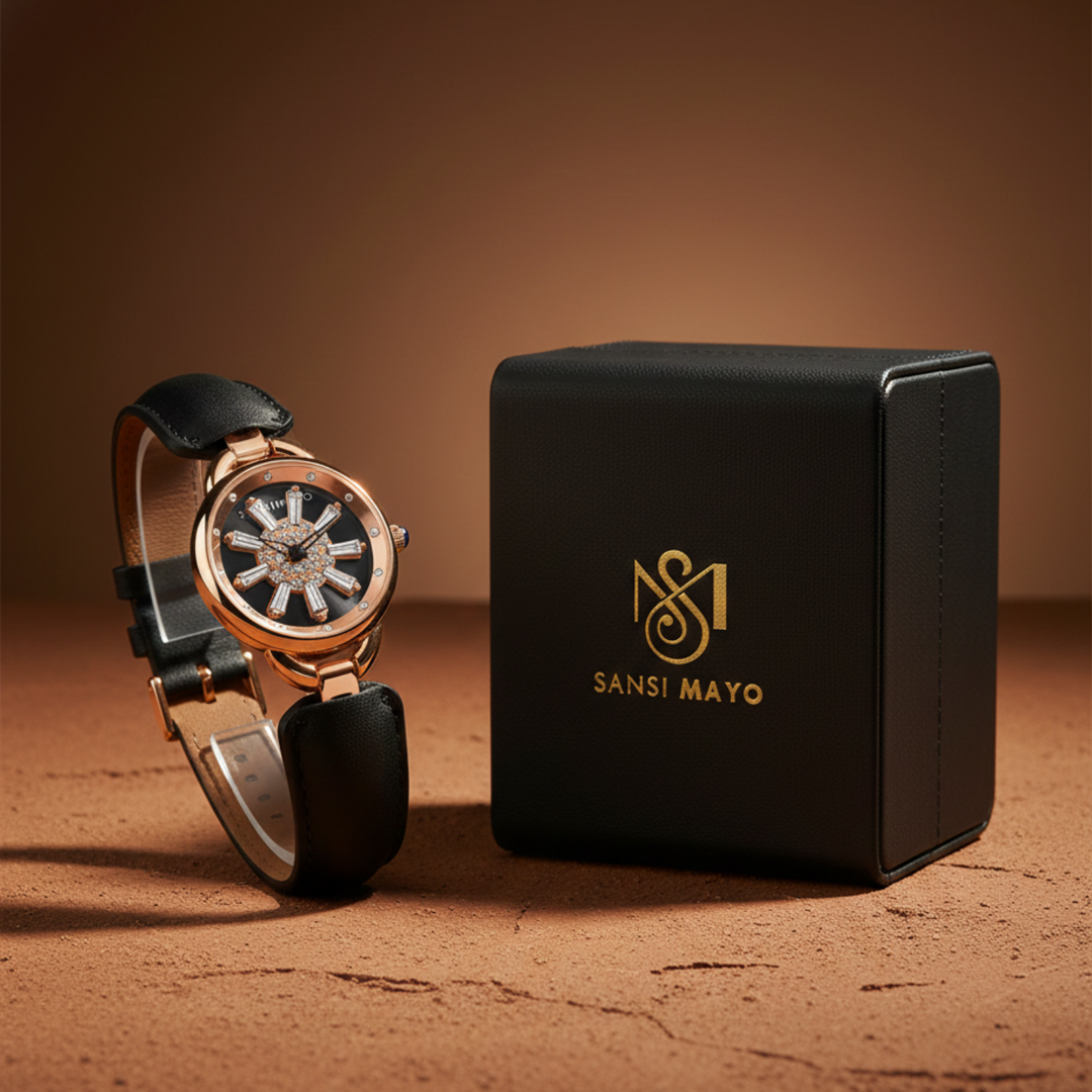 Aurora Black Rose Gold Quartz Watch