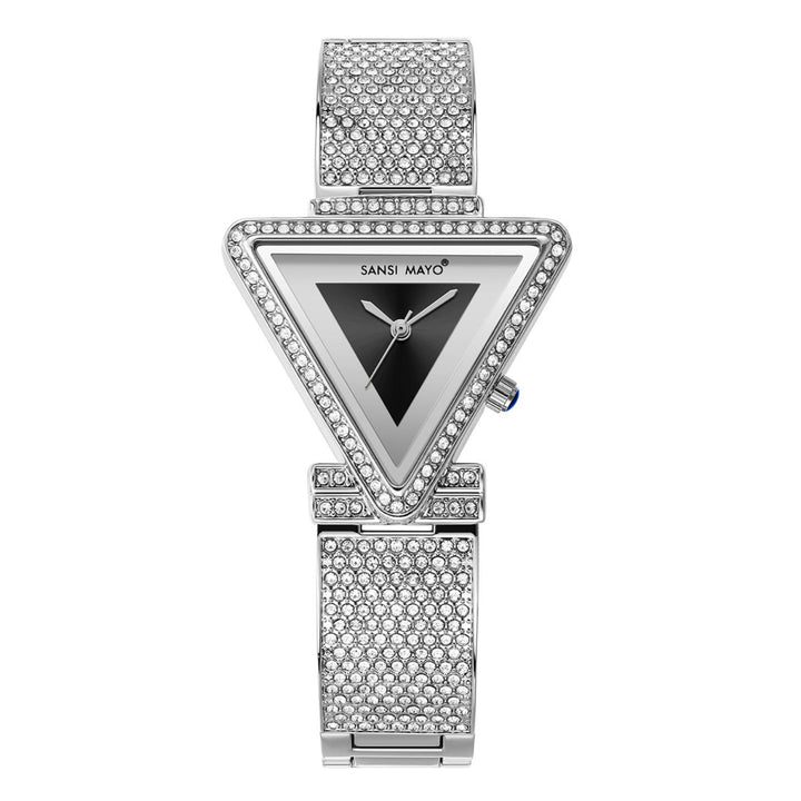 Dina Black Dial Studded Triangle Watch for Women