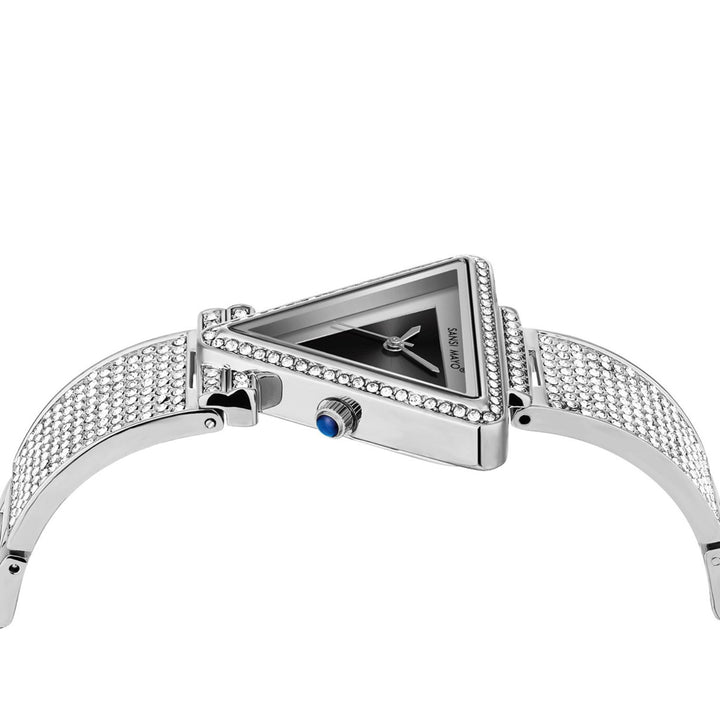 Dina Black Dial Studded Triangle Watch for Women