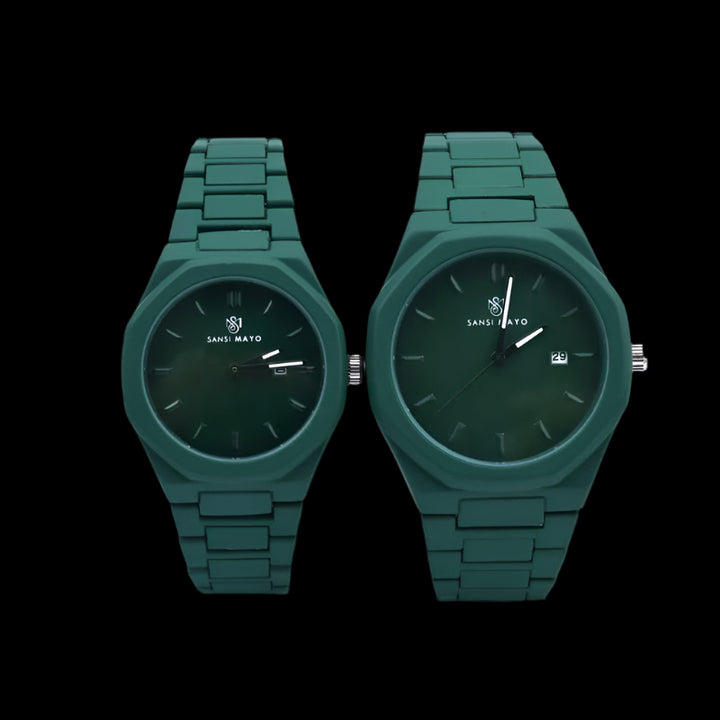 Sansi Mayo Couple Green Aura Wrist Watch Set