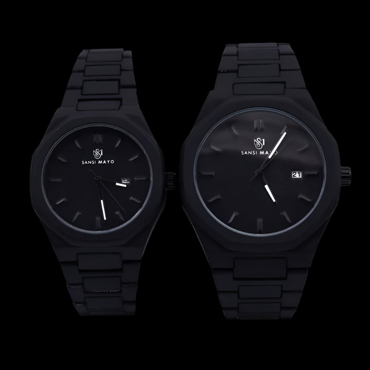 Sansi Mayo Couple Black Titan Wrist Watch Set