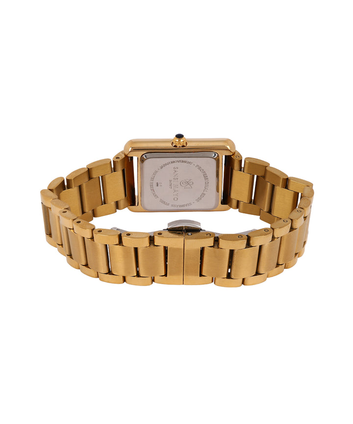 Sansi Mayo Women’s Watch, Bangle & Ring Gift Set — Gold Stainless Steel with Light Pink Dial & Crystal Egyptian Stone