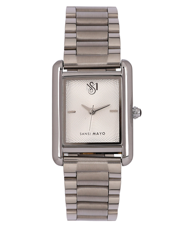 Sansimayo Women’s Grey Dial Watch with 2 Bracelets – Silver Edition