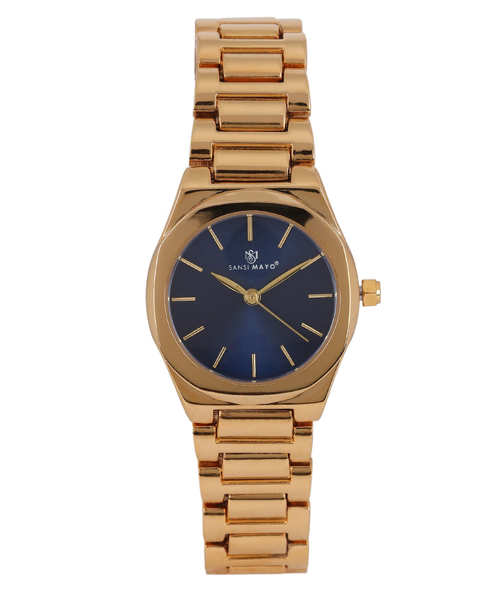 Sansimayo Women’s Blue Dial Watch with Bracelet – Gold Finish