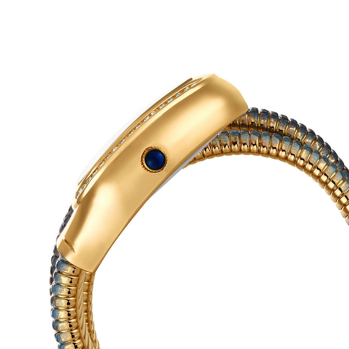 Koil Snake Two-Tone Gold Black Blue Bracelet Watch — Sky Blue Dial | Sansi Mayo