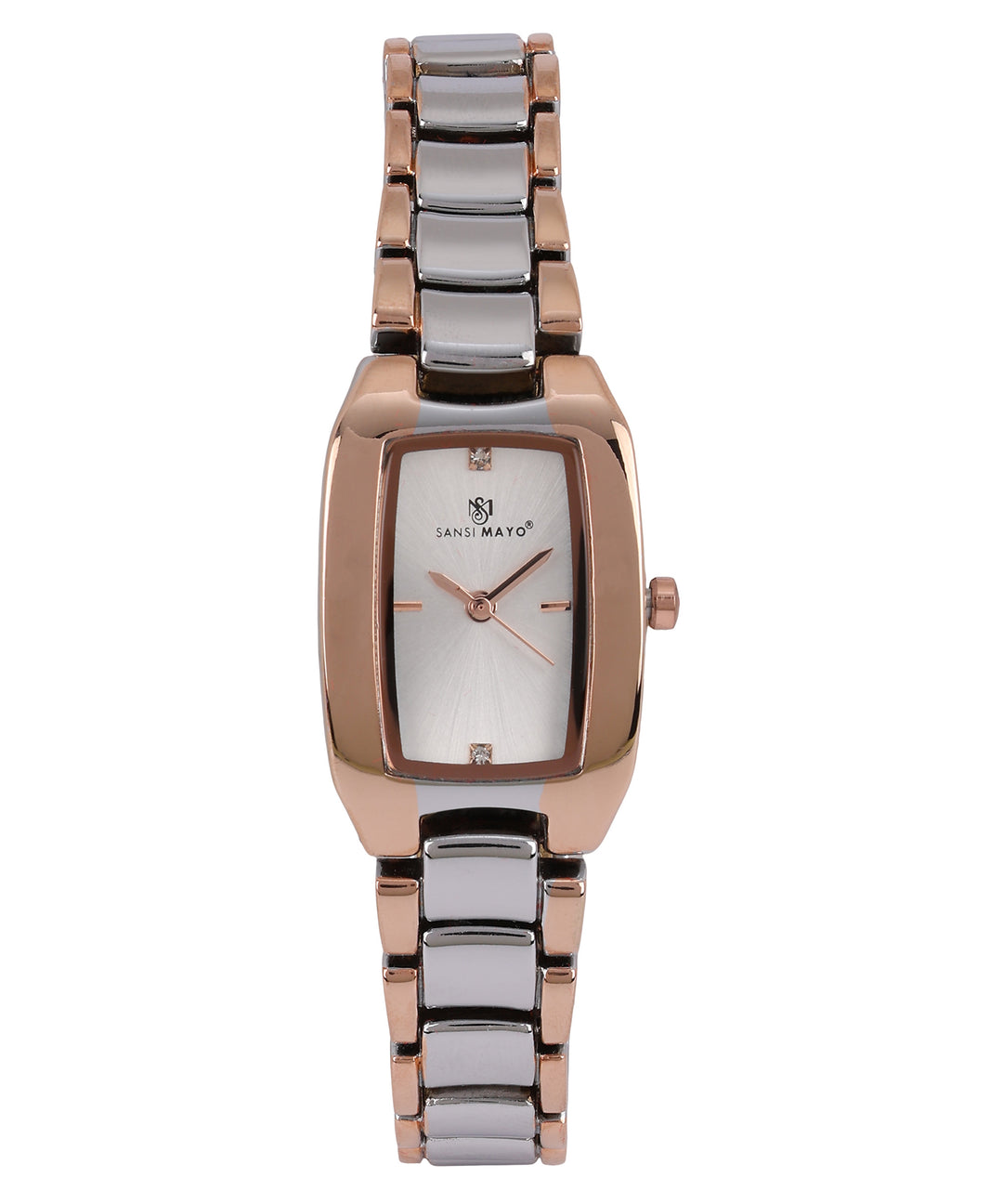 Sansimayo Women’s White Dial Watch with Bracelet – Silver Rose Gold Edition