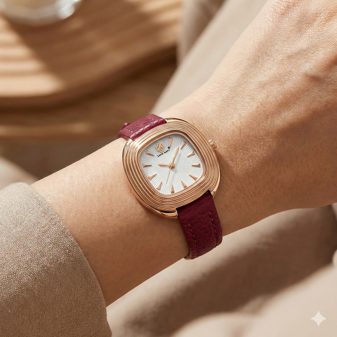 Verona Red Strap Rose Gold Watch for Women