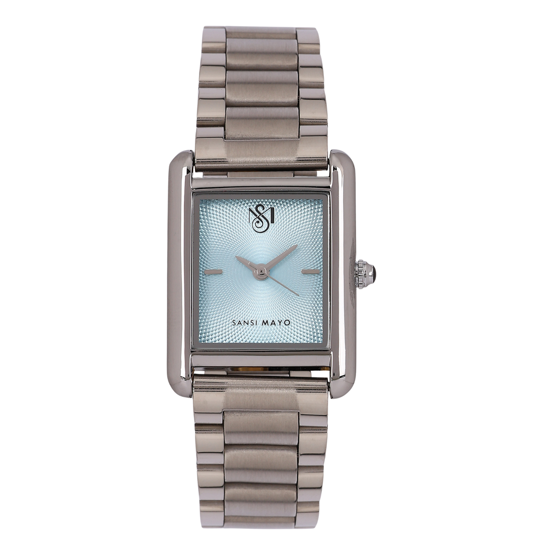Sansi Mayo Women’s Watch & Jewellery Gift Set — Silver with Sky Blue Dial & Egyptian Stone