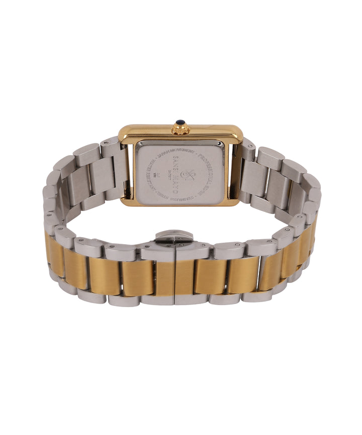 Sansi Mayo Women’s Watch, Bangle & Ring Gift Set — Two Tone Silver Gold with Gold Dial & Crystal Egyptian Stone