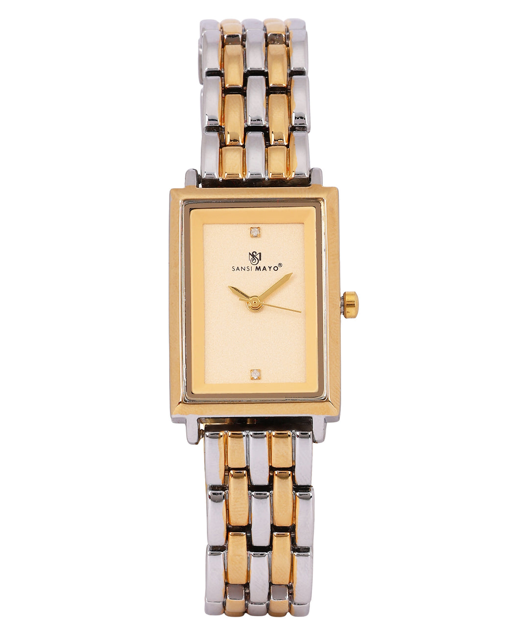 Sansimayo Women’s Grey Dial Watch with Bracelet – Two Tone Silver Gold