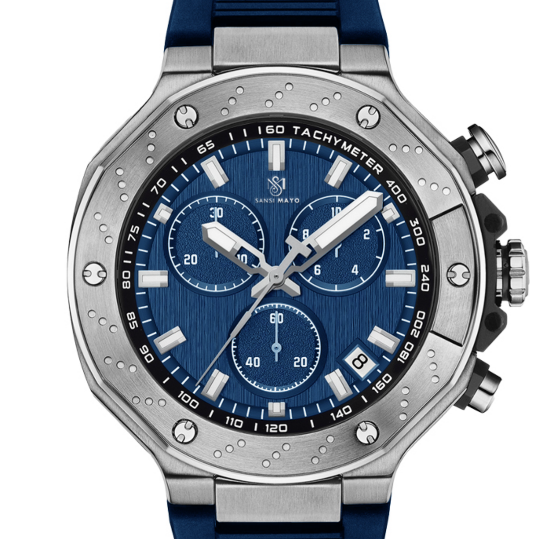 Romano Watch — Blue Dial with Date & Second Dial