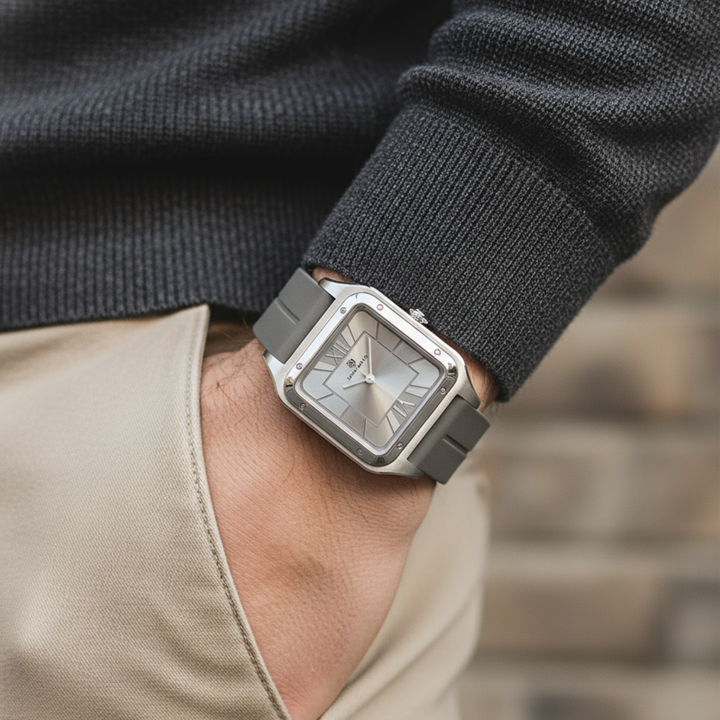 Steel Grey Square Analog