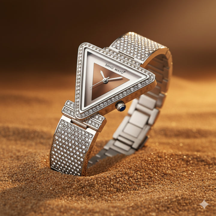 Dina Brown Triangle Dial Watch for Women