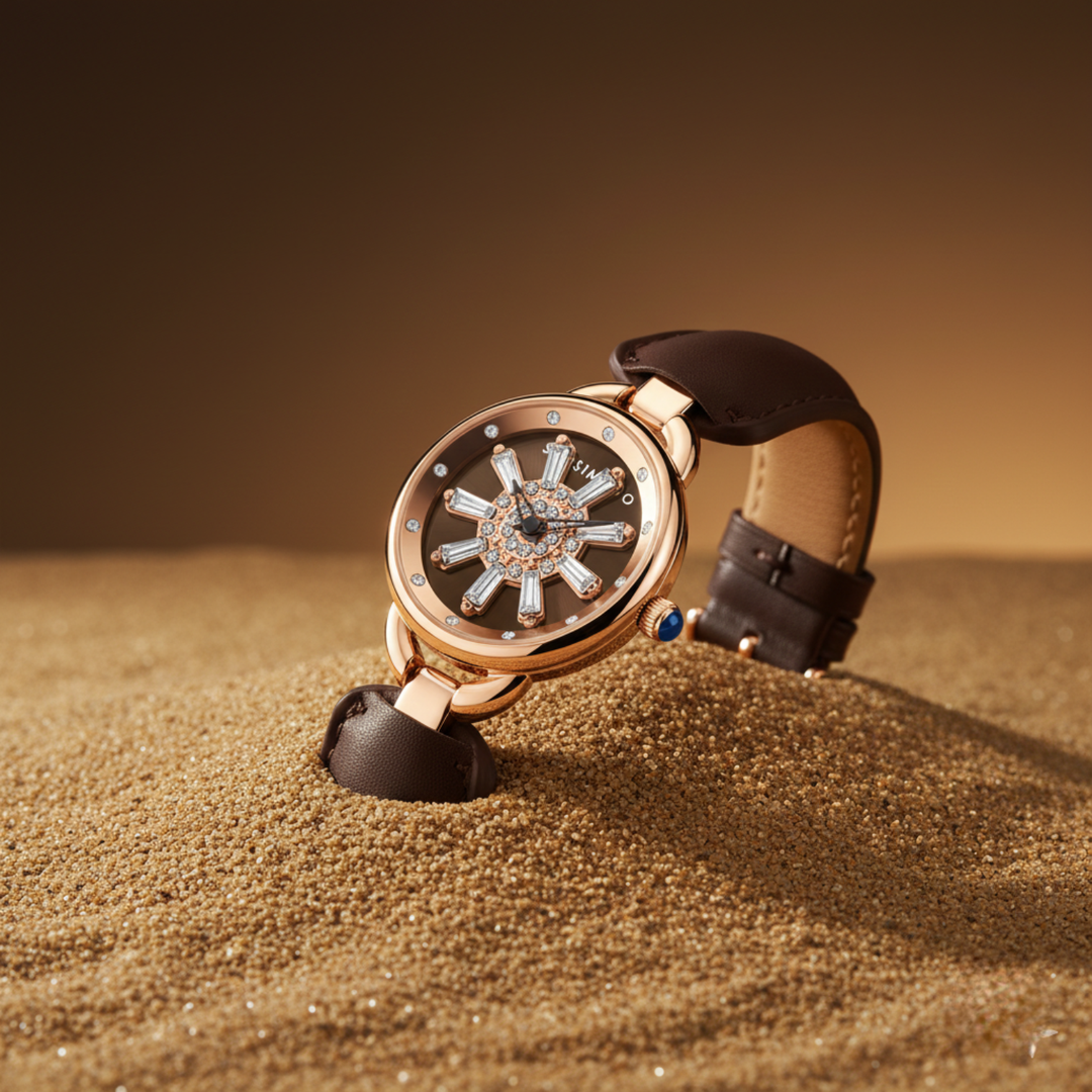 Aurora Women Dynamic Rotating Dial Watch Ð Brown Dial