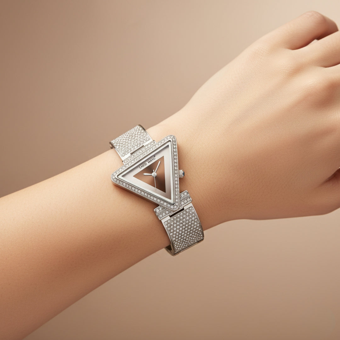 Dina Brown Triangle Dial Watch for Women
