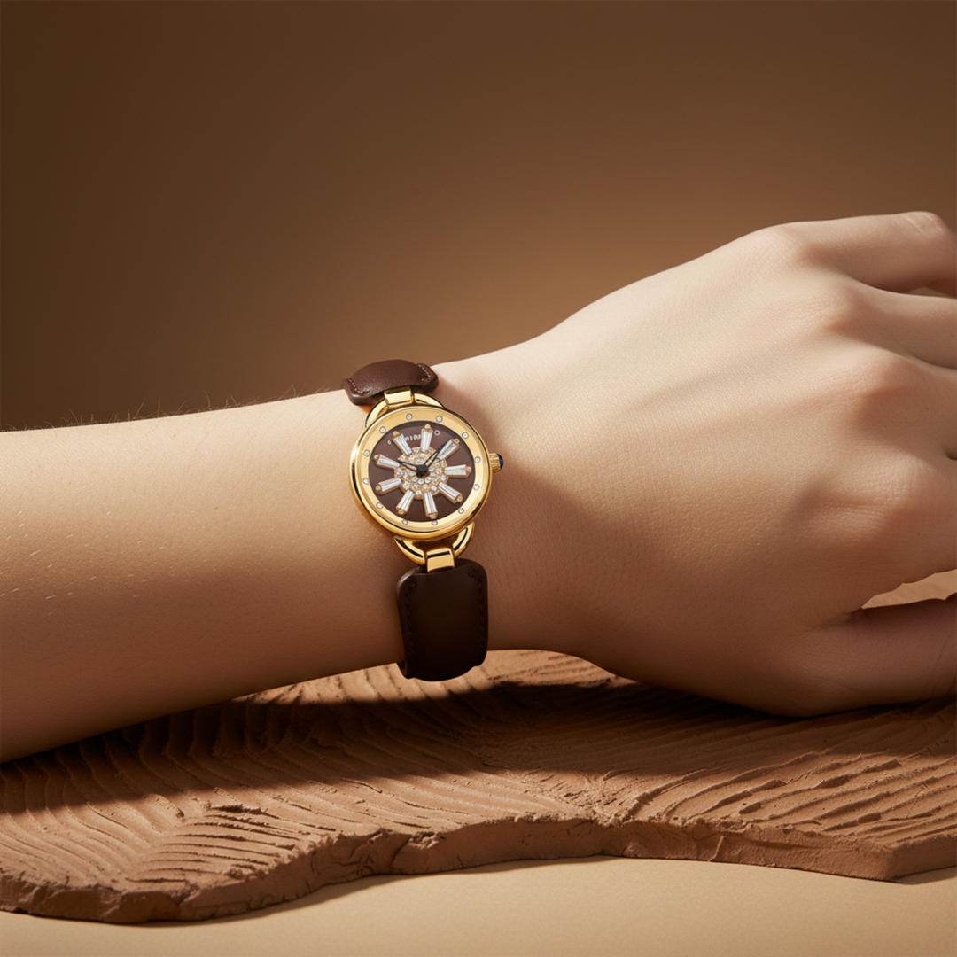 Aurora Women Dynamic Rotating Dial Watch Ð Brown Dial