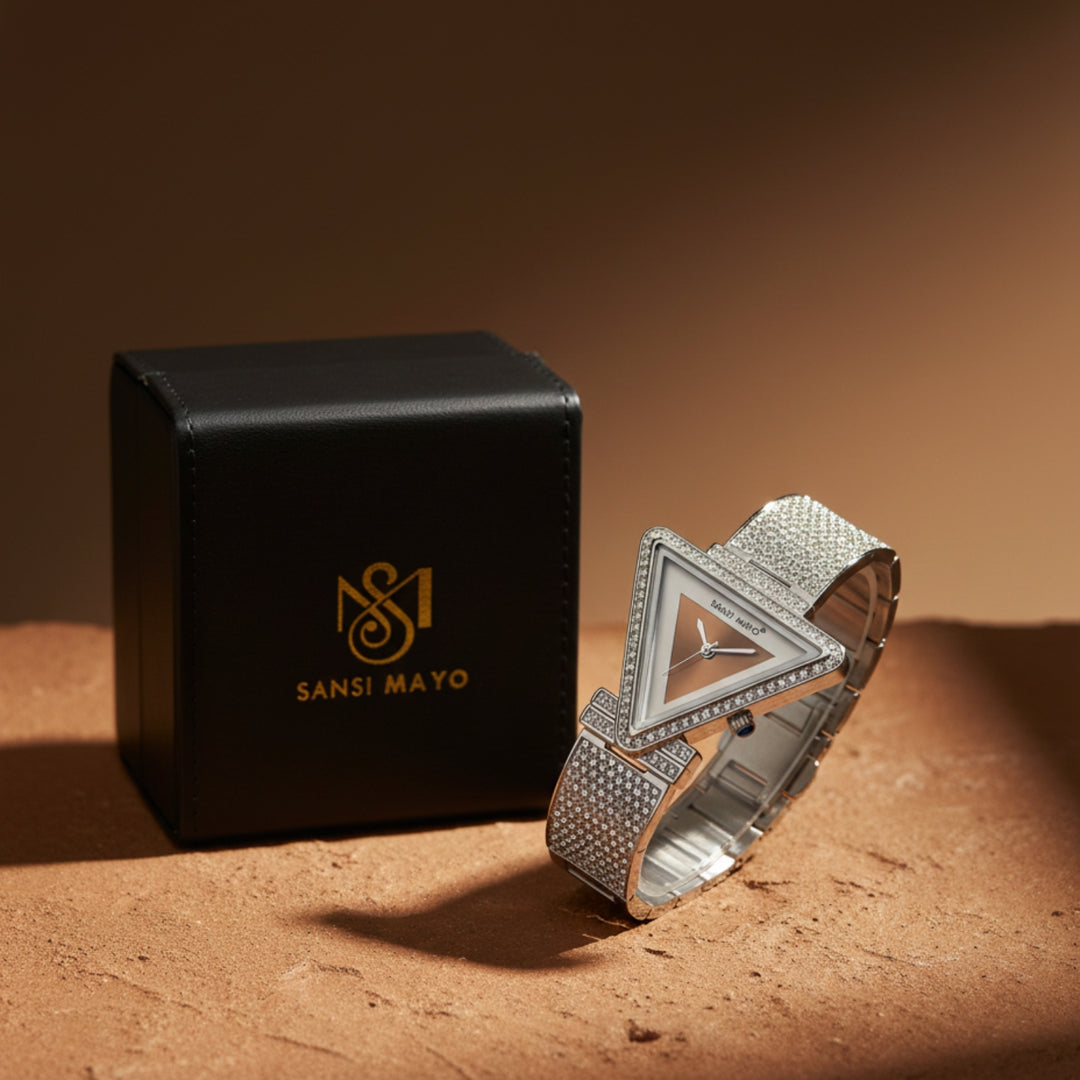 Dina Brown Triangle Dial Watch for Women