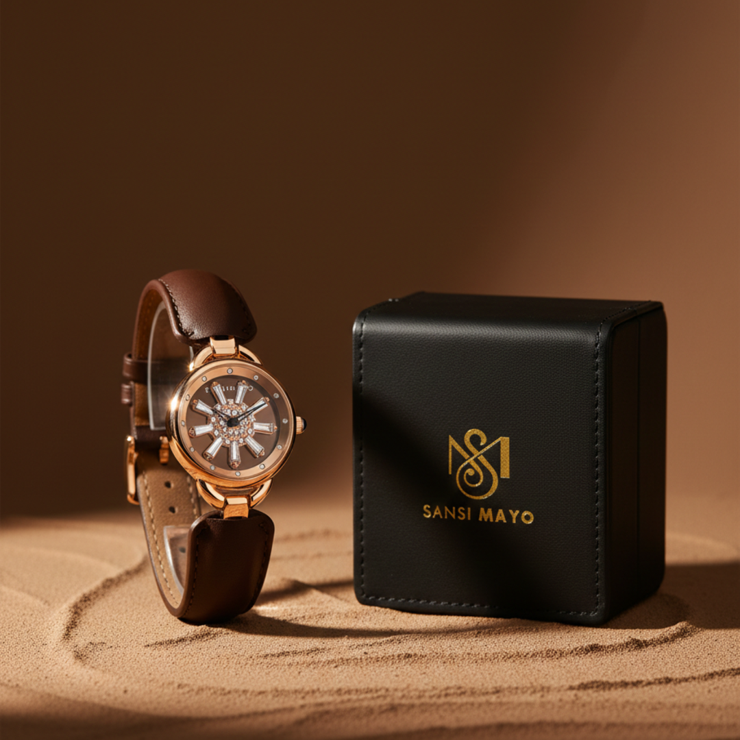 Aurora Women Dynamic Rotating Dial Watch Ð Brown Dial