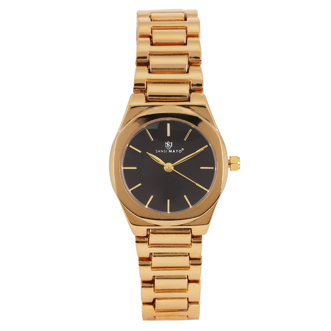 Sansi Mayo Women’s Watch, Bangle & Ring Gift Set — Gold Stainless Steel with Blue Dial & Crystal Egyptian Stone