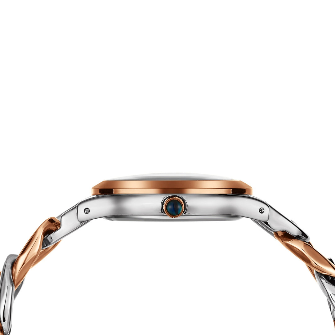 Zeenat Two Tone Silver Rose Gold Grey Dial Quartz Watch