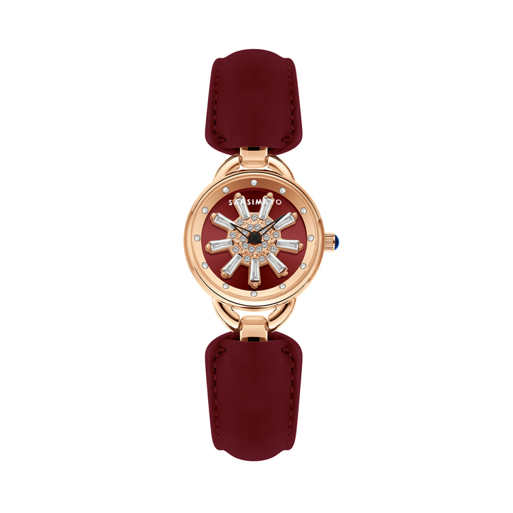 Aurora Maroon Dynamic Dial Quartz Watch for Women