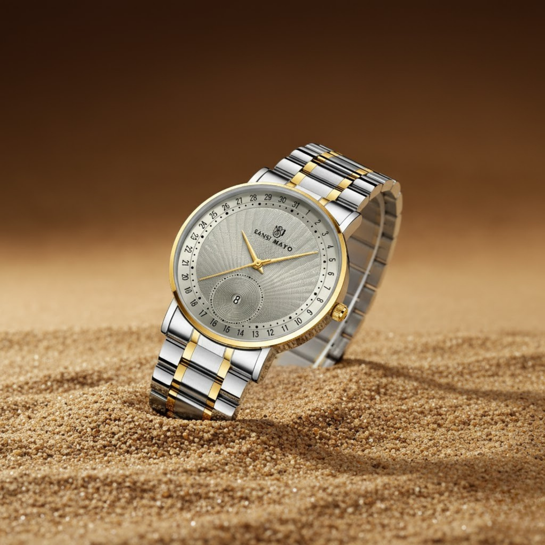 Classic Two-Tone Stainless Steel Watch — Grey Dial Edition