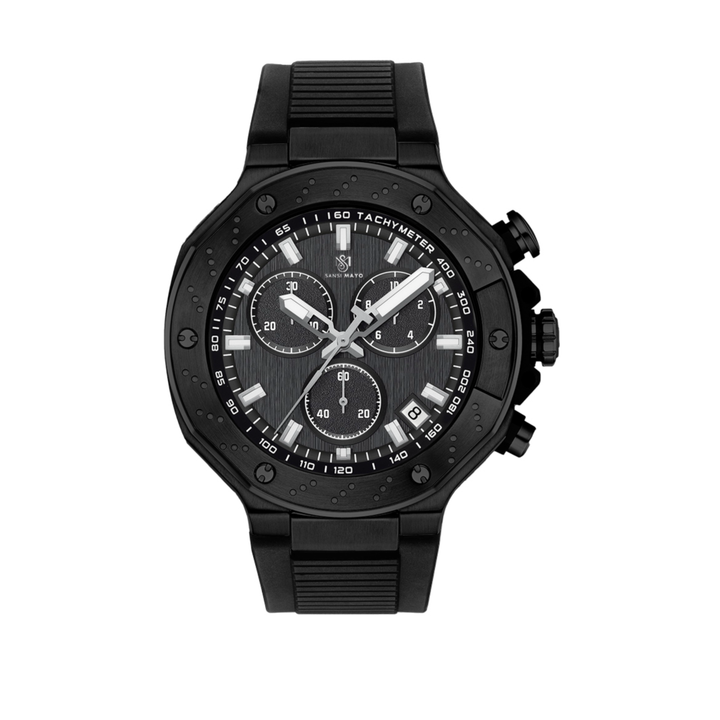 Romano All-Black Men’s Watch — Black Dial, Black Silicone Strap