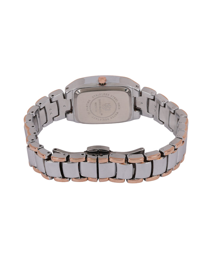 Sansimayo Women’s White Dial Watch with Bracelet – Silver Rose Gold Edition