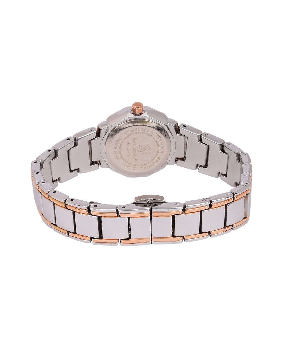 Sansimayo Women’s Blue Dial Watch with Bracelet – Two Tone Silver Rose Gold Edition