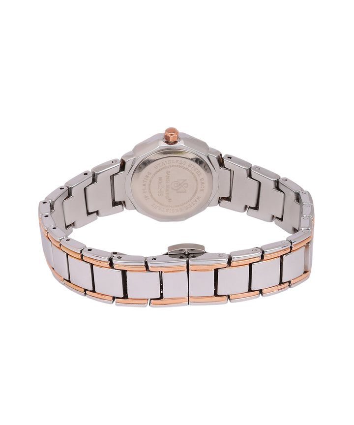 Sansimayo Women’s Blue Dial Watch with Bracelet – Two Tone Silver Rose Gold Edition