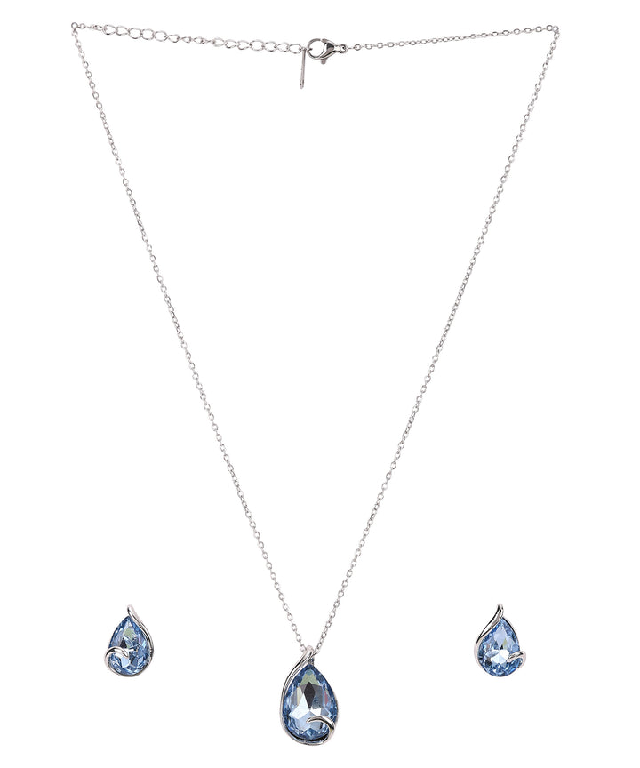 Sansi Mayo Women’s Watch & Jewellery Gift Set — Silver with Sky Blue Dial & Egyptian Stone