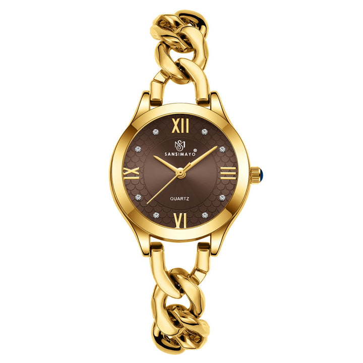 Zeenat Gold Brown Dial Quartz Watch
