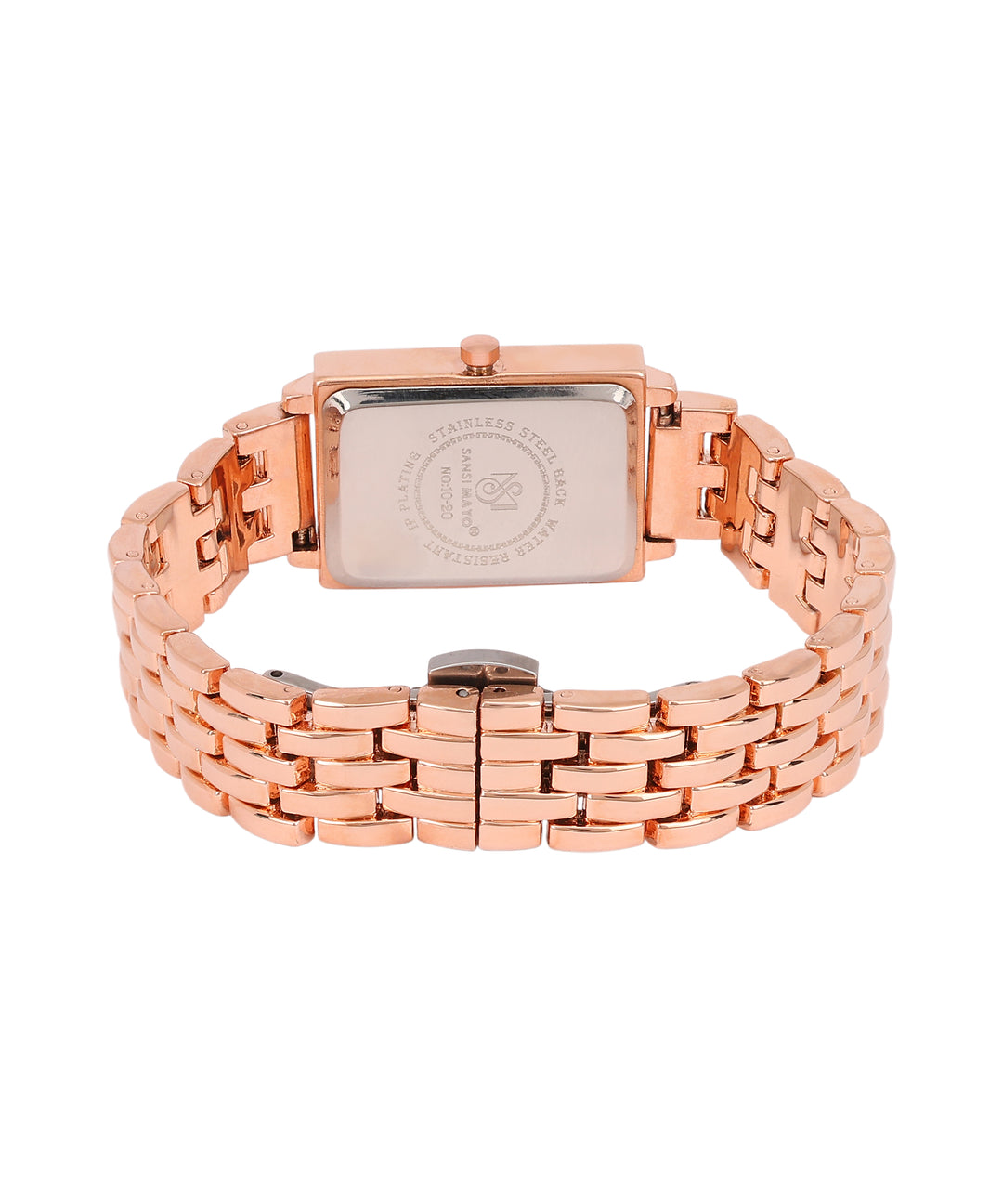 Sansimayo Women’s White Dial Watch with 2 Bracelets – Rose Gold Edition
