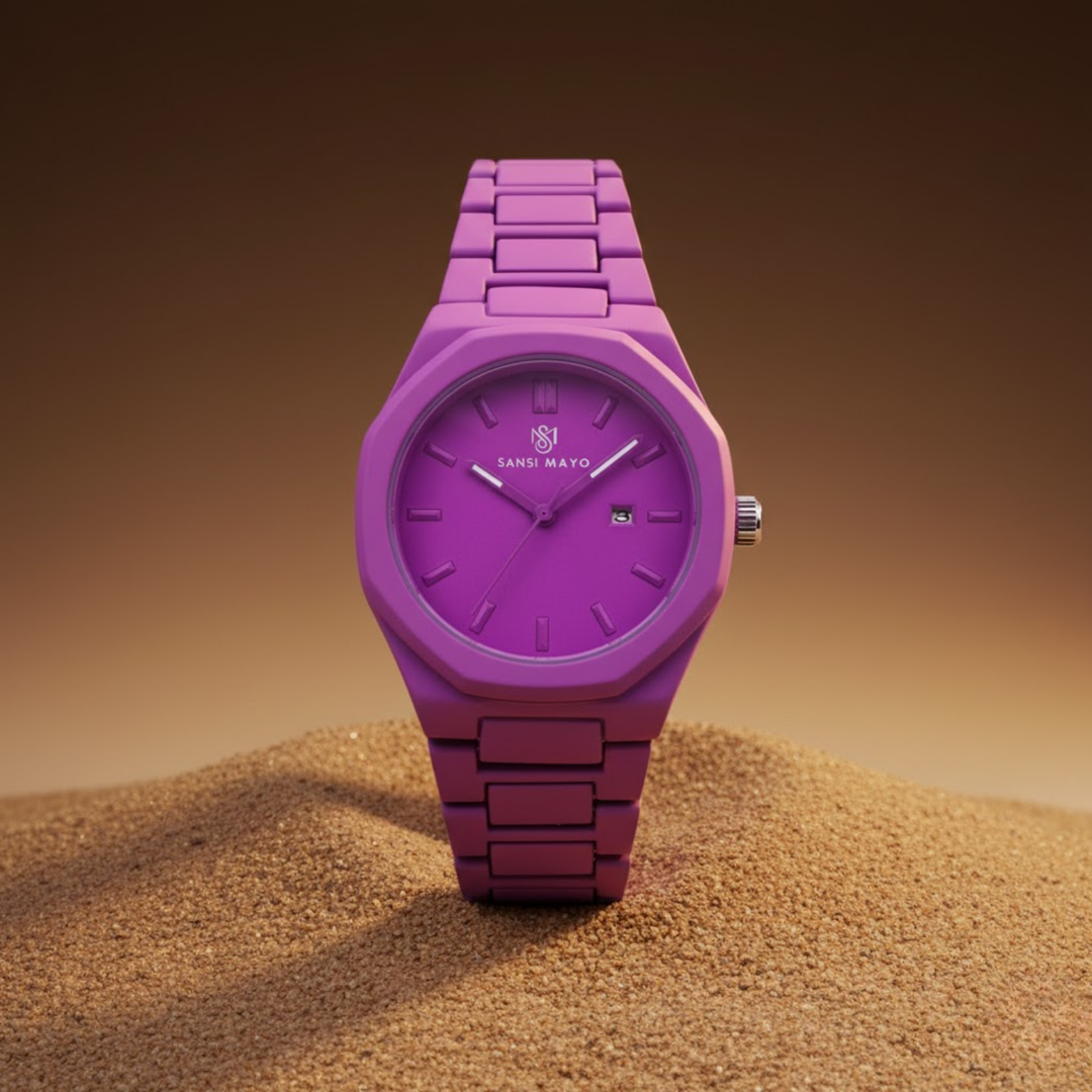 White Purple Wrist Watch